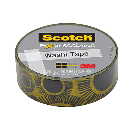 Scotch® Expressions Washi Tape, 5/8" x 393", Sunflowers