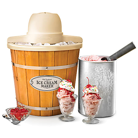 Nostalgia Electrics WICM4L Electric Wood Bucket Ice Cream Maker Brown ODP Business Solutions