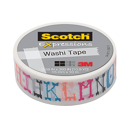 Scotch® Expressions Washi Tape, 5/8" x 393", Illustrated Alphabet