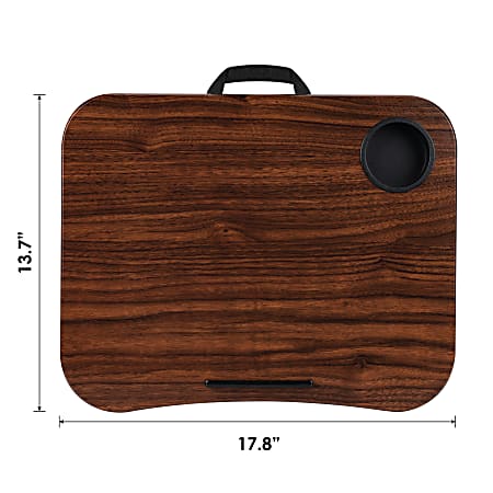 Lap tray store with cup holder
