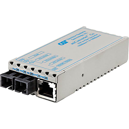 miConverter 1000Mbps Gigabit Ethernet Fiber Media Converter RJ45 SC Multimode 550m Wide Temp - 1 x 1000BASE-T, 1 x 1000BASE-SX, US AC Powered, Lifetime Warranty