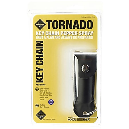 Tornado TKS091 Leatherette Key Chain Pepper Spray System with UV Dye (Black) - Black - Leatherette