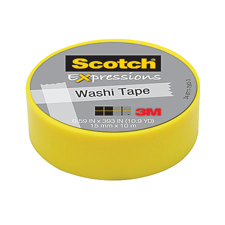Scotch® Expressions Washi Tape, 5/8" x 393", Yellow