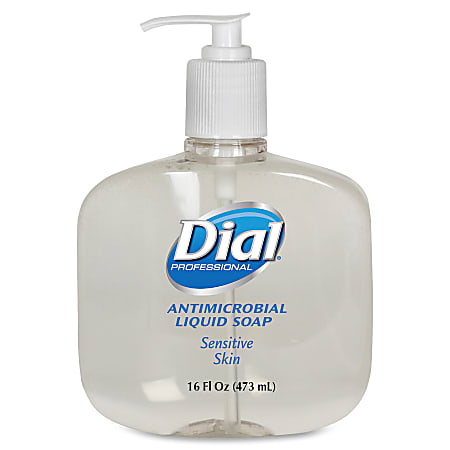 Dial Sensitive Skin Antimicrobial Liquid Soap 16 fl oz 473.2 mL Kill Germs Skin Hand Clear Anti bacterial Antimicrobial 1 Each Office Depot