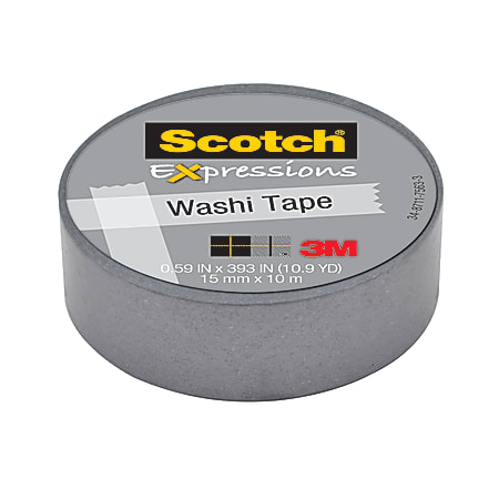 Scotch® Expressions Washi Tape, 5/8" x 393", Silver