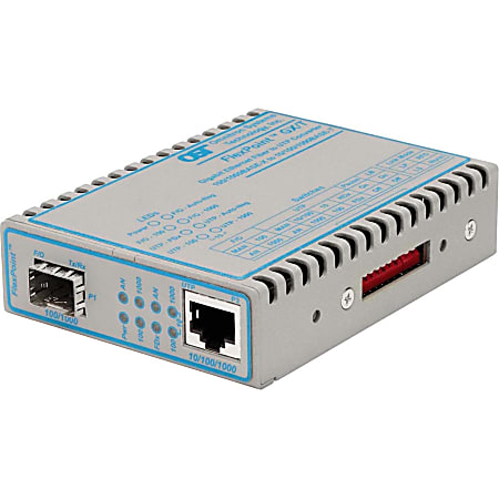 Omnitron FlexPoint 10/100/1000 Gigabit Ethernet Fiber Media Converter RJ45 SFP - 1x 10/100/1000BASE-T; 1x 100/1000BASE-X; Univ. AC Powered - 4719-2
