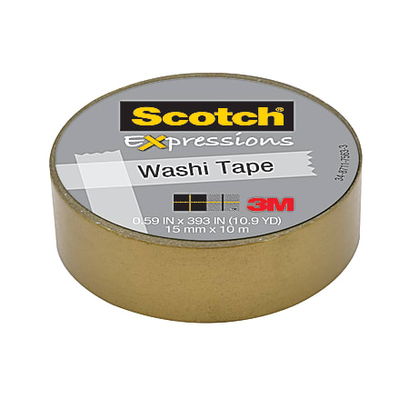 Scotch® Expressions Washi Tape, 5/8" x 393", Gold
