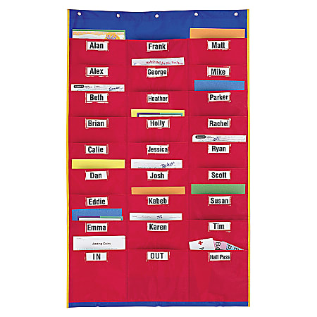Learning Resources Organization Station® Pocket Chart, 45" x 28 1/4", Red/Blue, Grade 1 - Grade 3