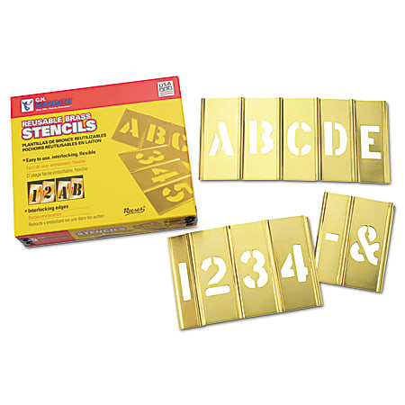 C.H. Hanson Brass Stencil Letter & Number Sets, Brass, 4 in
