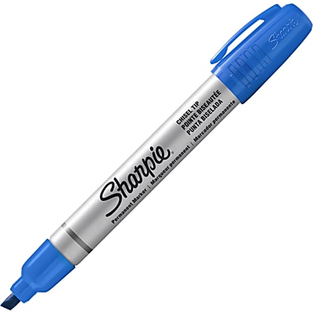 Sharpie Professional Permanent Marker - Chisel Point Style - Blue - Metal Barrel - 1 Dozen
