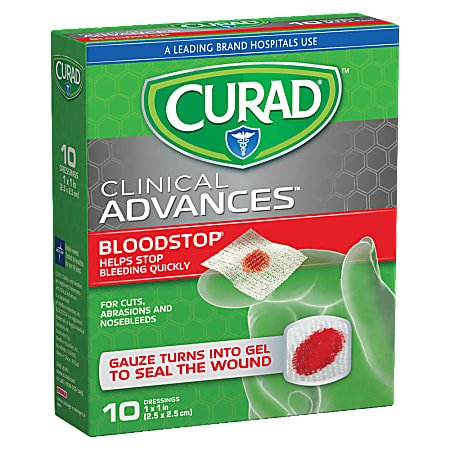 CURAD® BloodStop® Hemostatic Gauze Pads, 1" x 1",