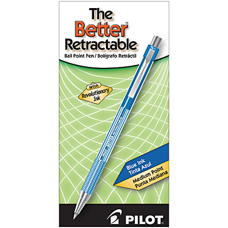 Pilot® Better™ Retractable Ballpoint Pens, Medium Point, 1.0 mm, Translucent Blue Barrel, Blue Ink, Pack Of 12