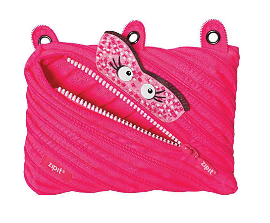 ZIPIT® Monster 3-Ring Pencil Pouch, 6"H x 9"W x 3/4"D, Pink