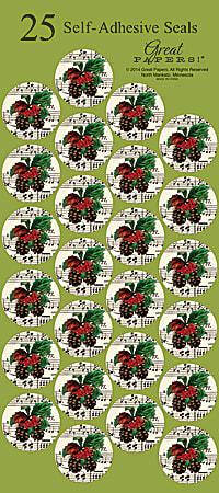 Great Papers! Holiday Seals, 1", Brown/Green/Red, Pinecone Garland, Pack Of 50