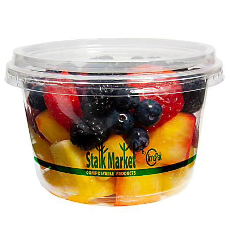 StalkMarket Compostable PLA Round Food Containers, 16 Oz, Clear, Pack of 600