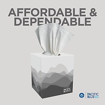 Pacific Blue Basic 2 Ply Facial Tissues Cube Box White 100percent ...