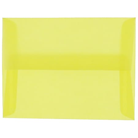 JAM Paper® Translucent Envelopes, #4 Bar (A1), Gummed Seal, Primary Yellow, Pack Of 25