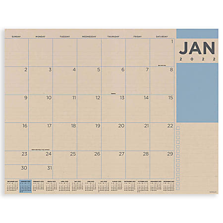 TF Publishing Large Monthly Desk Calendar, 17" x 22", Kraft, January To December 2022