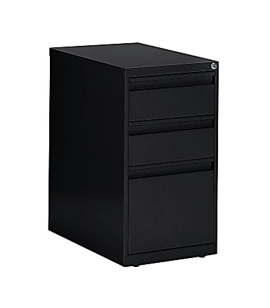 Global® Freestanding G Pedestal Vertical File Cabinet, 3-Drawers, 27 1/8"H x 15"W x 23"D, Black