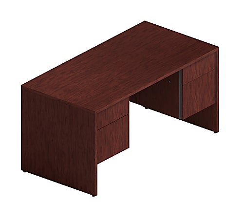 Global® Genoa Double Pedestal Desk, 29"H x 60"W x 29 5/8"D, Mahogany