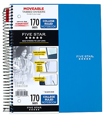 Five Star College Ruled Notebook 170 Sheets 