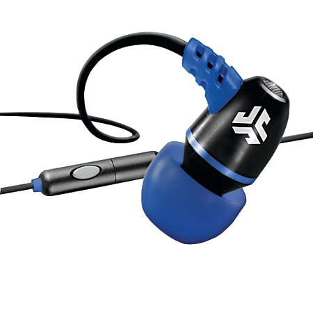 JLab Audio JBuds Metal Earbuds, Black/Electric Blue