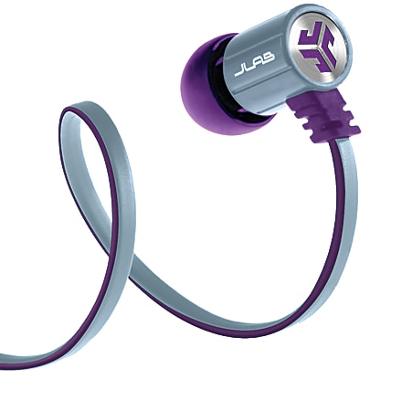 JLab Bass Rugged Earbuds, Purple/Gray
