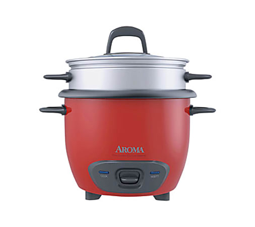 Aroma 6 Cup Pot Style Rice Cooker Red - Office Depot