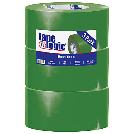 Tape Logic® Color Duct Tape, 3" Core, 3" x 180', Green, Case Of 3