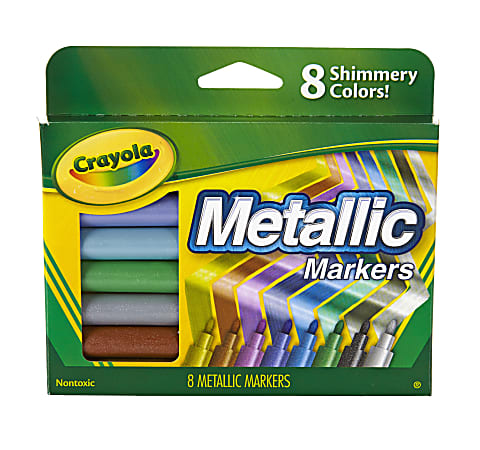 Crayola® Metallic Markers, Bullet Point, Assorted Colors, Pack Of 8