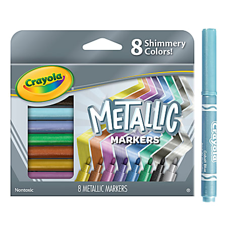 Crayola® Metallic Markers, Bullet Point, Assorted Colors, Pack Of 8