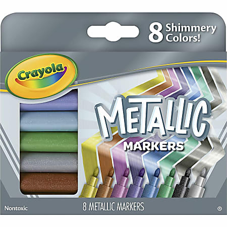 X2 Crayola Metallic Markers Shimmery Colors 8 Markers Each - Total 16