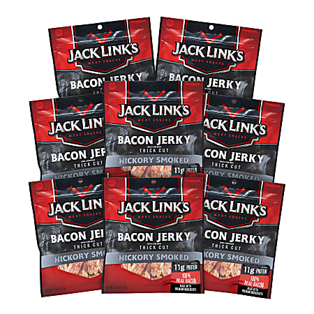 Jack Link's Small Batch Bacon Jerky, 2.25 Oz, Pack Of 8 Sticks