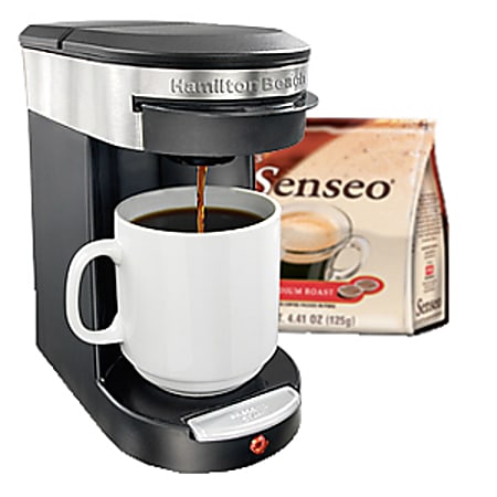 Hamilton Beach® Personal Cup 1-Cup Pod Brewer, Black/Silver