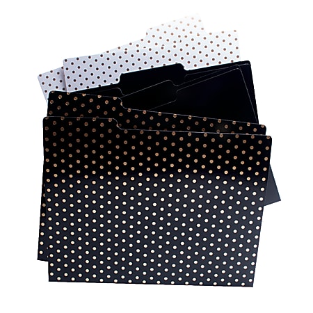 See Jane Work® File Folders, Letter Size, 8 1/2" x 11", Black/Gold, Pack Of 6