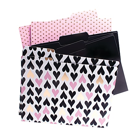 See Jane Work® File Folders, Letter Size, 8 1/2" x 11", Gold/Pink, Pack Of 6