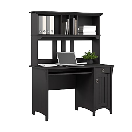 Bush Home Salinas Mission 48"W Computer Desk With Hutch, Vintage Black, Standard Delivery