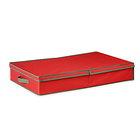 Honey-can-do SFT-01597 Adjustable Ornament Storage Organizer, Red/Pine Green - External Dimensions: 17.5"x 30" Depth x 5" - SFT01597