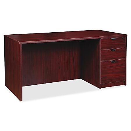 Lorell® Prominence 2.0 72"W Right-Pedestal Computer Desk, 95% Recycled, Mahogany