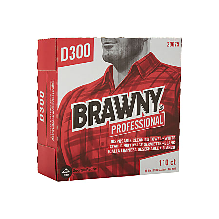 Brawny Professional by GPPRO D300 Disposable Cleaning Towels 9.25 x 16 110 Towels Per Box White ODP Business Solutions