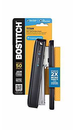 Bostitch Titan Heavy Duty Metal Stapler, 50 Sheet Capacity with 840 Standard Staples and 200 Extended Staples, Black - B615R-ASST