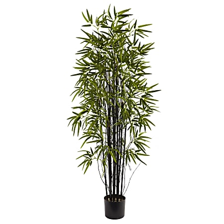 Nearly Natural Black Bamboo 60”H Plastic Tree With Pot, 60”H x 31-1/2”W x 31-1/2”D, Green
