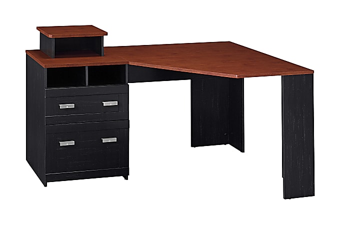 Bush® Wheaton Wood Reversible Corner Desk, 35 3/8"H x 59 3/4"W x 38 1/2"D, Antique Black