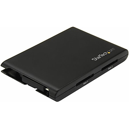 StarTech.com Dual-Slot SD Card Reader/Writer - USB 3.0 with USB-C - SD 4.0, UHS II - Portable SD/SDHC/SDXC Card Reader/Writer with UHS-II - SD, SDHC, SDXC, MMCplus, MMCmobile, MultiMediaCard (MMC), Reduced Size MultiMediaCard (MMC), microSD, miniSD
