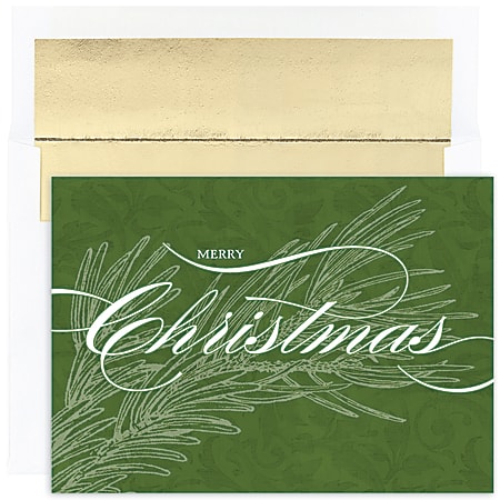 Great Papers! Holiday Greeting Cards With Envelopes, 5 5/8" x 7 7/8", Christmas Greens, Pack Of 16