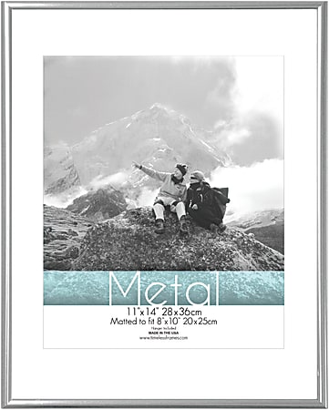 Timeless Frames® Thick Metal Picture Frame, 11" x 14" With Mat, Silver