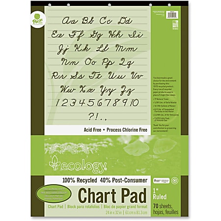 Ecology Chart Pad, 1" Ruled, 24" x 32", Pad Of 70 Sheets
