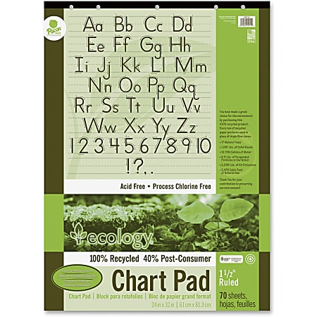 Ecology Chart Pad, 1 1/2" Ruled, 24" x 32", Pad Of 70 Sheets