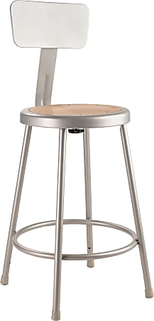 National Public Seating Hardboard Stool With Back, 24"H, Gray