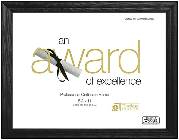 Timeless Frames® Rounded Ash Award Frame, 8 1/2" x 11", Black